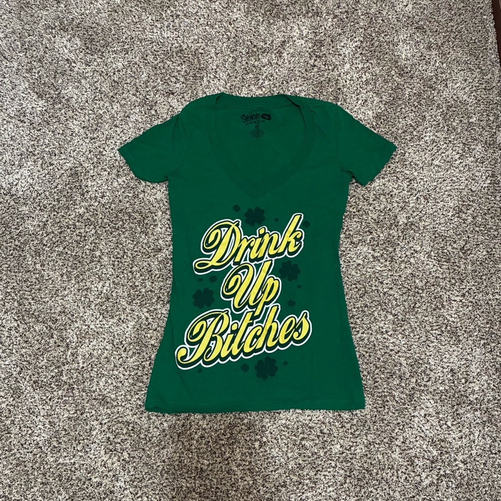 Spencer’s Green V-Neck Graphic Tee - shamrocks
